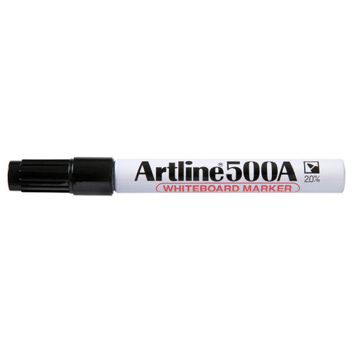 Artline 500A Whiteboard Marker 2mm Bullet Hangsell Black Pack of 4