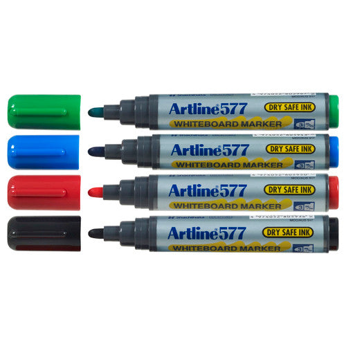 Artline 577 Whiteboard Marker 4PK Assorted Hang Clamshell