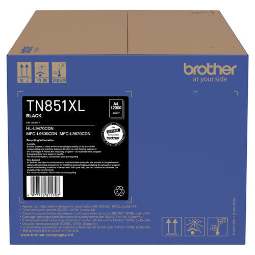 Brother TN851XLBK High Yield Toner Cartridge 12000 Pages Black
