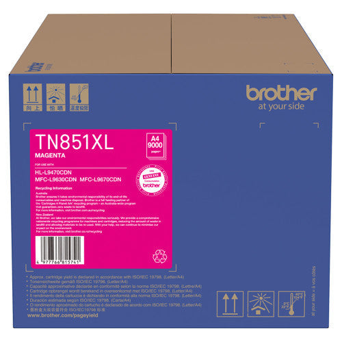 Brother TN851XLM High Yield Toner Cartridge 9000 Pages Magenta