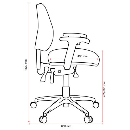 Buro Roma 3 Lever Mid Back With Seat Slide With Arms Charcoal