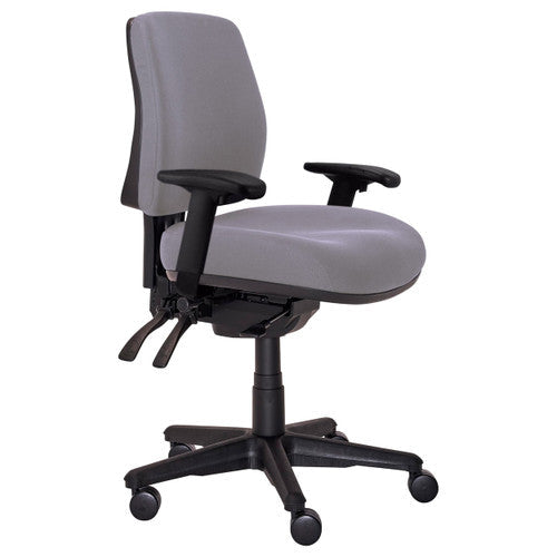 Buro Roma 3 Lever Mid Back With Seat Slide With Arms Charcoal