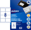 Avery White Weatherproof Shipping Labels L7070 80 Labels 8UP
