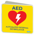 CardiAct Poly AED Angle Bracket Sign 22.5 x 22.5cm (Yellow)