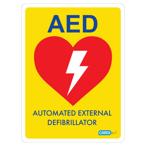 CardiAct Poly AED Sign 22.5 x 30cm (Yellow)