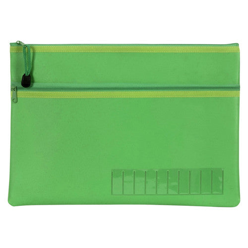 Celco Name Pencil Case Green Large 2 Zip 350 x 180mm