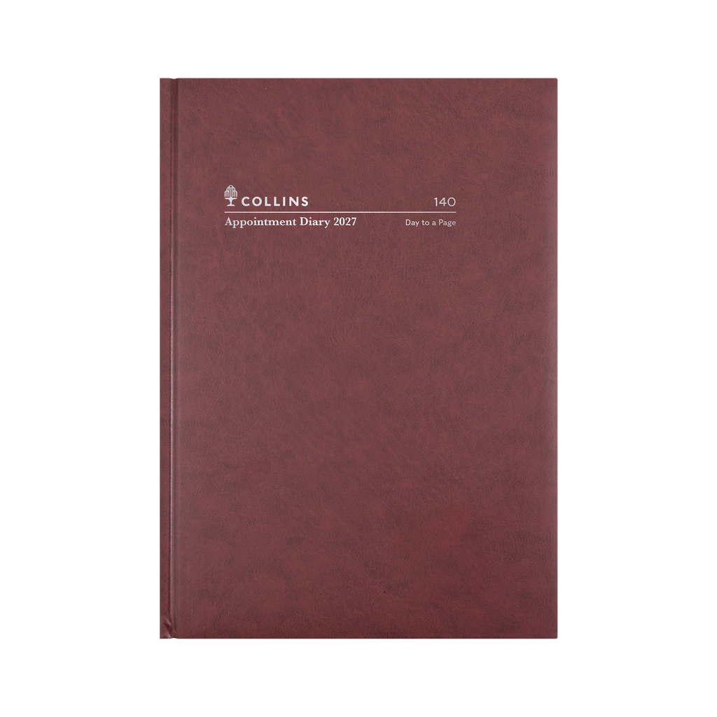 Collins Appointment Diary 2027 A4 Day to Page 15 Minute Burgundy