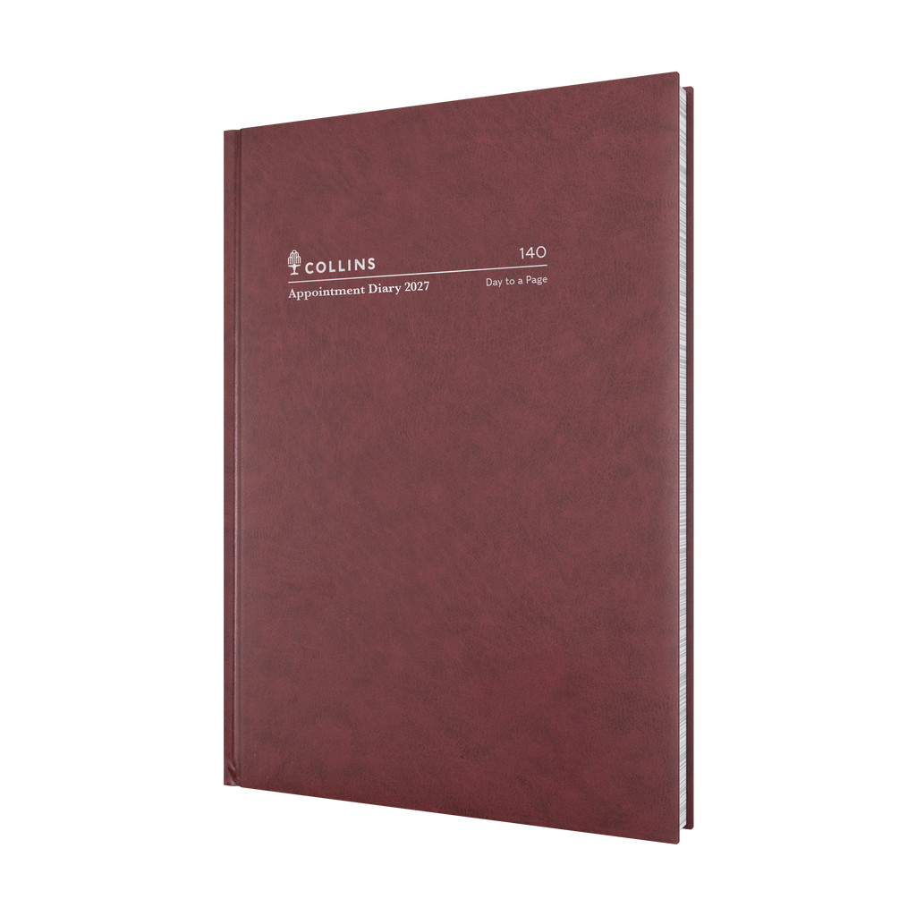 Collins Appointment Diary 2027 A4 Day to Page 15 Minute Burgundy