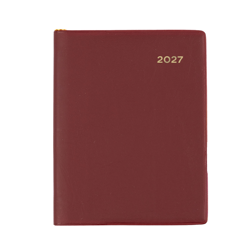 Collins Belmont Diary 2027 A7 Pocket Week to View with Pencil Burgundy