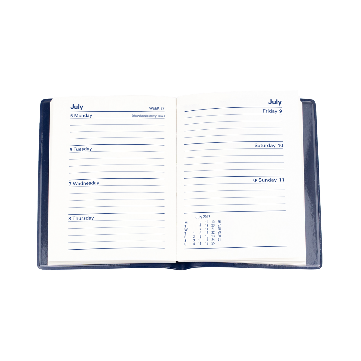Collins Belmont Diary 2027 A7 Pocket Week to View with Pencil Navy