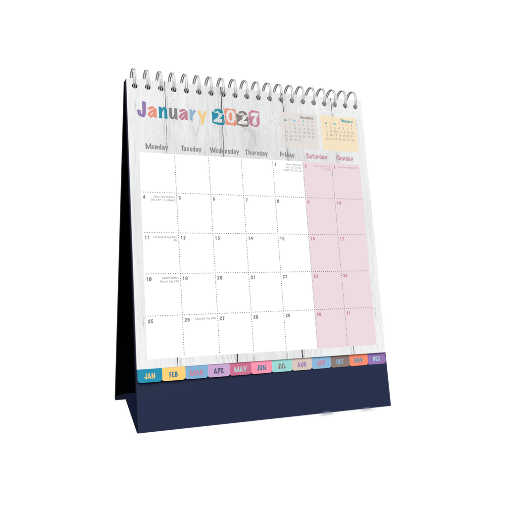 Collins Brighton 2027 Desktop Calendar Month to View