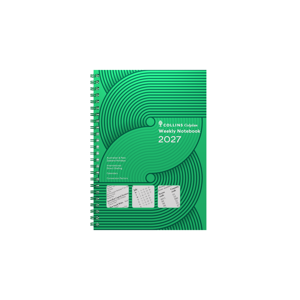 Collins Colplan 2027 A5 Week to View With Notes Diary Green