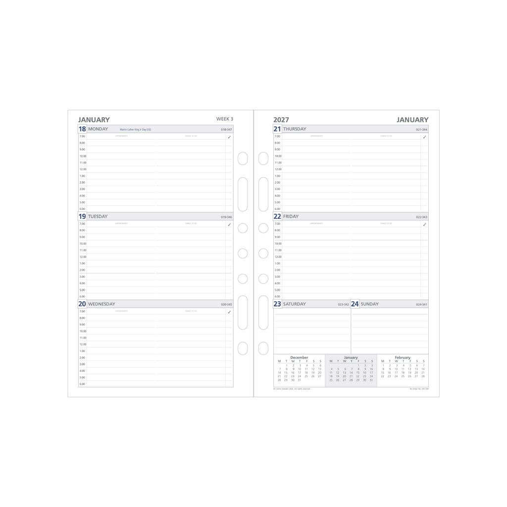 Debden Dayplanner 2027 Desk 7-Ring Refill - Week to View