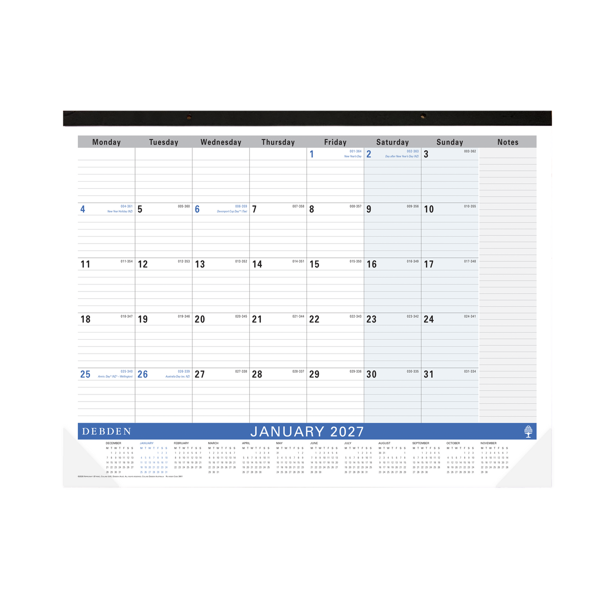 Debden 2027 Desk Top Planner 420x594mm Month to View Navy