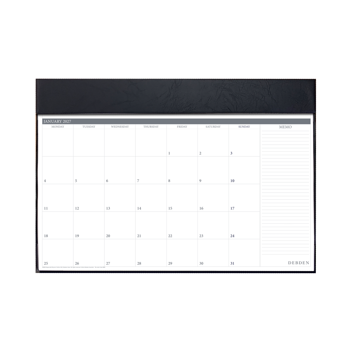 Debden 2027 Executive Desk Top Planner 420x594mm Month to View Black