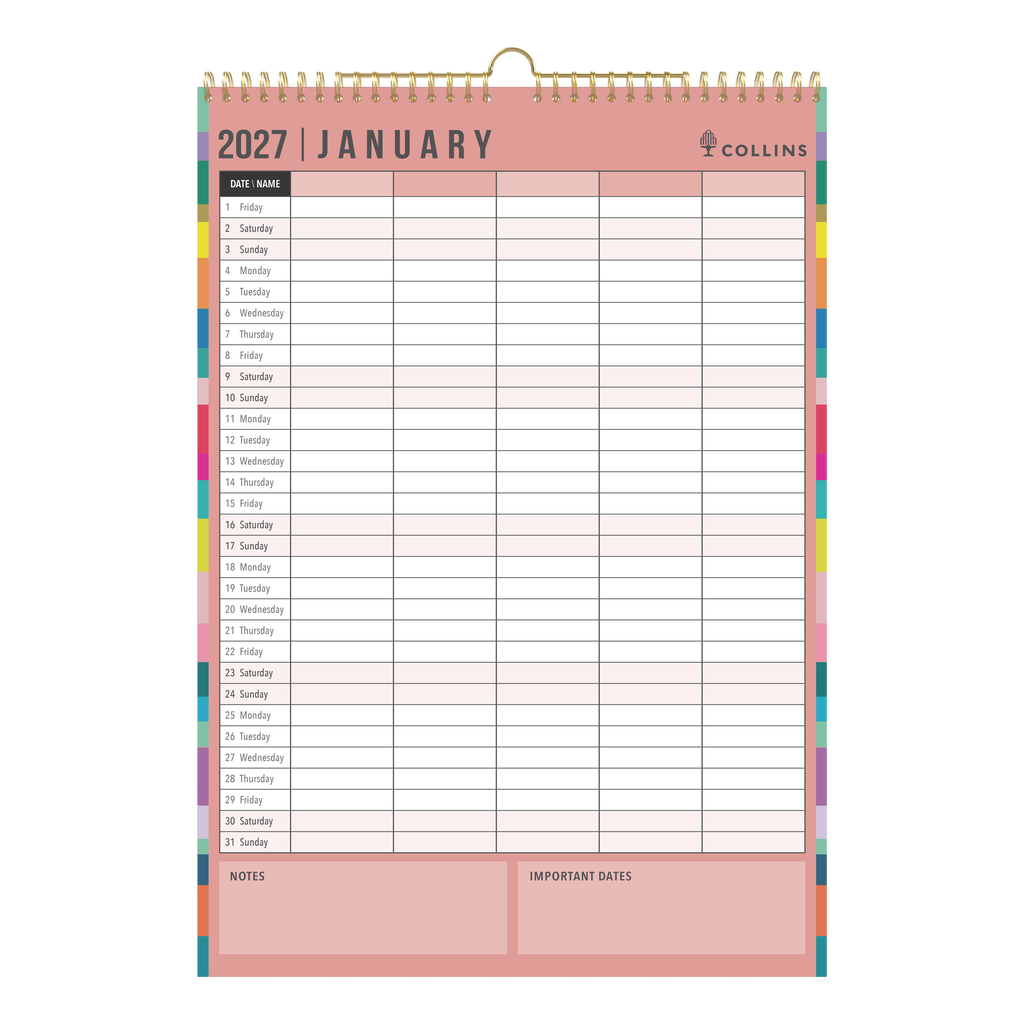 Collins Edge 2027 A3 Wall Calendar Month to View