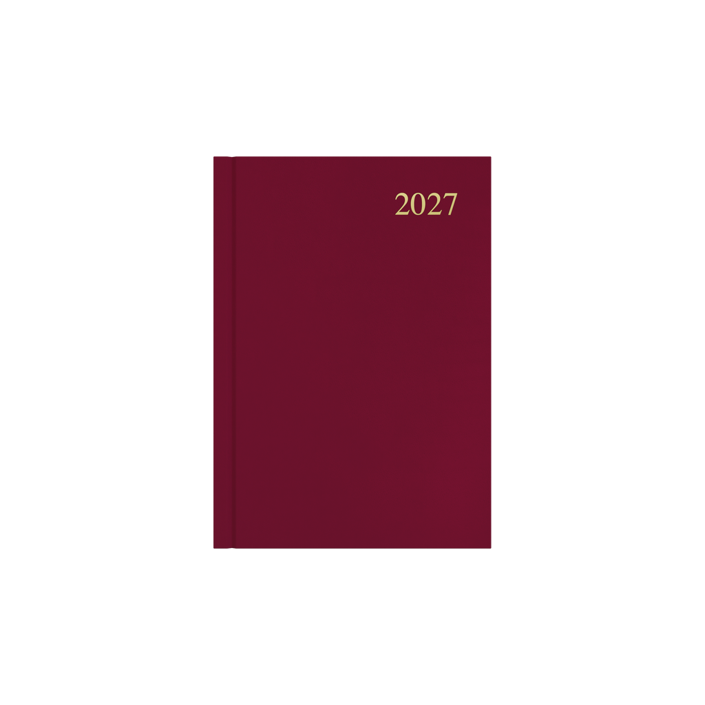Collins Essential Diary 2027 A5 Day to a Page Maroon