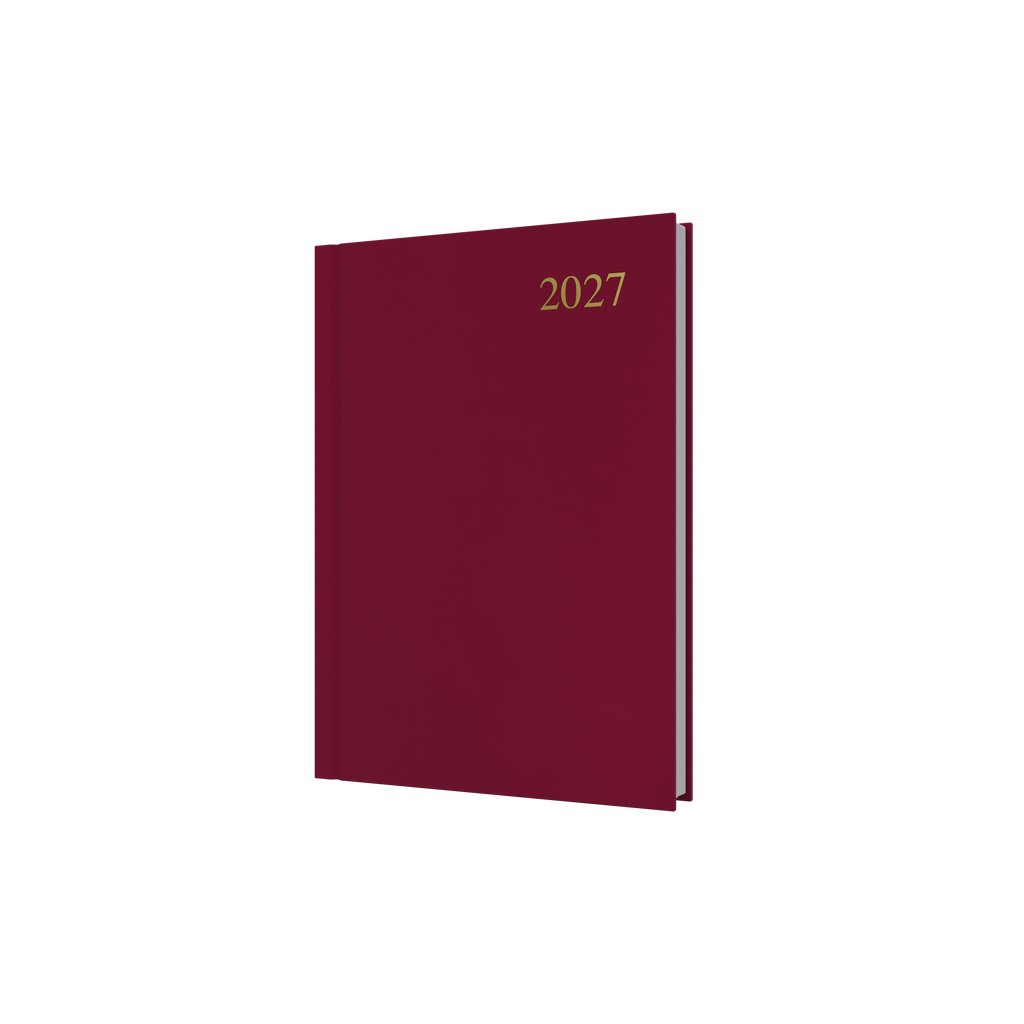 Collins Essential Diary 2027 A5 Day to a Page Maroon