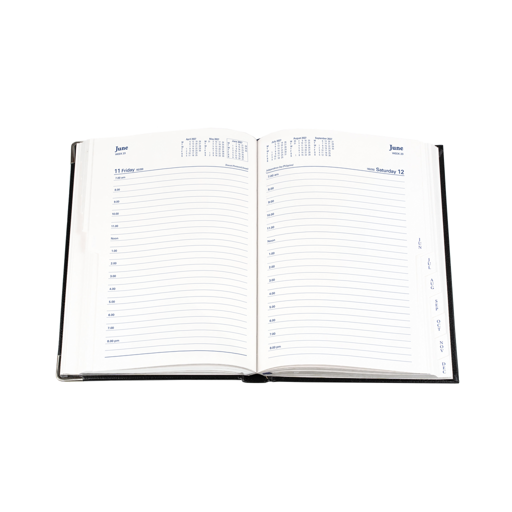 Collins Management 2027 A5 Bonded Leather Day to Page Black