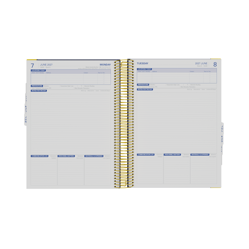 Collins Site Trades Tradesman Diary 2027 A4 Day to Page Navy