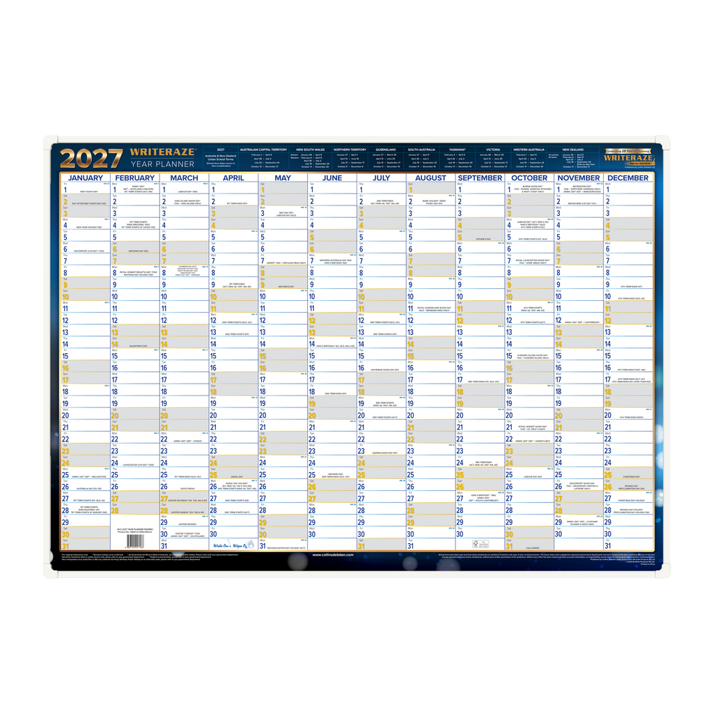 Collins Writeraze 2027 500x700mm Framed Laminated Planner