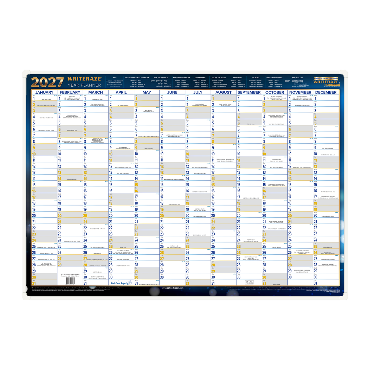 Collins Writeraze 2027 500x700mm Framed Laminated Planner