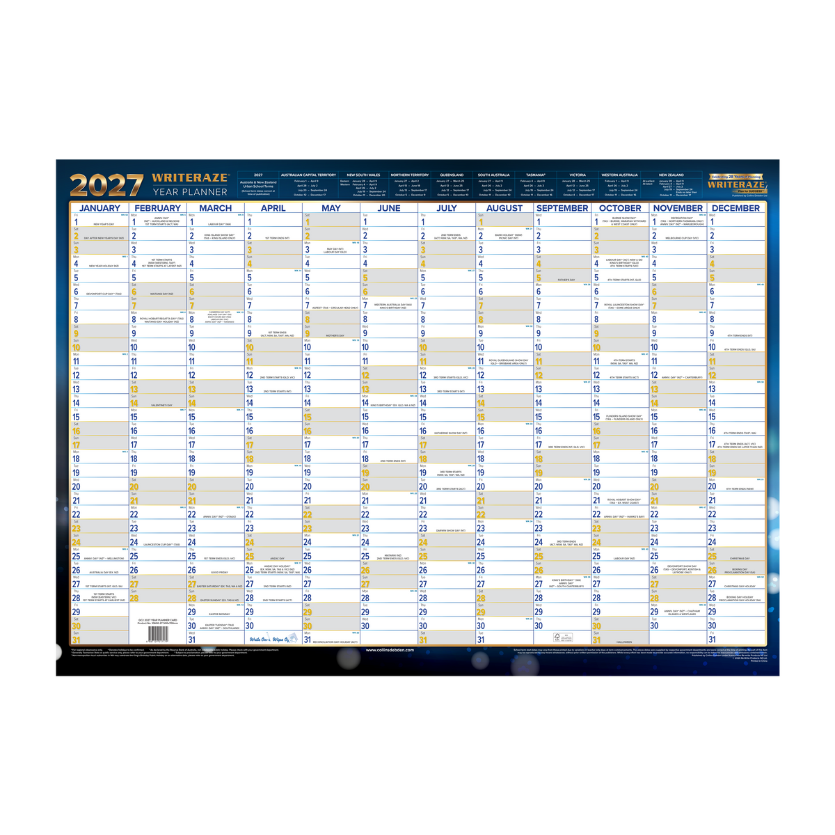 Collins Writeraze 2027 500x700mm Laminated Planner
