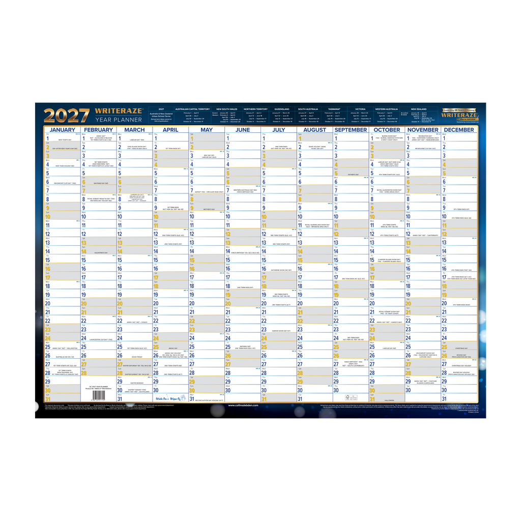 Collins Writeraze 2027 700x1000mm Laminated Planner