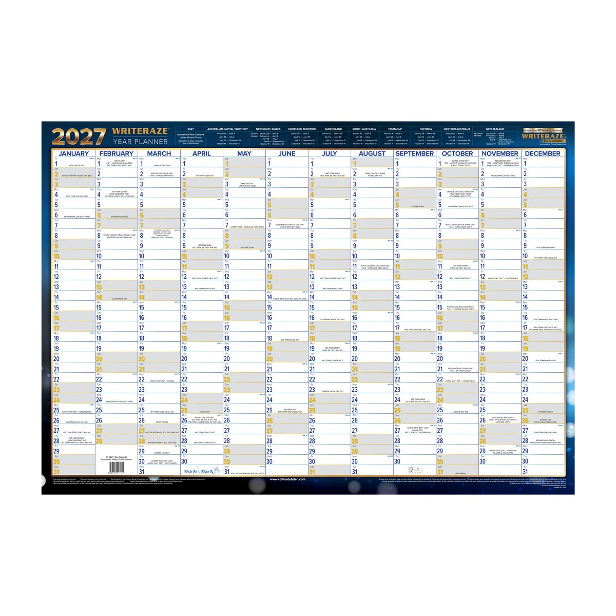 Collins Writeraze 2027 700x1000mm Laminated Planner