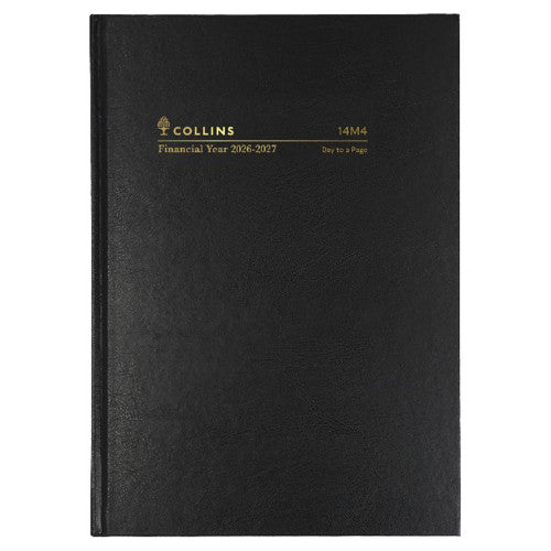 Collins Casebound Financial Year Diary 2026-2027 A4 One Day To A Page Black