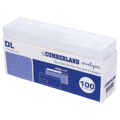 Cumberland Strip Seal Envelope DL 80gsm 110 x 220mm White Box of 1000