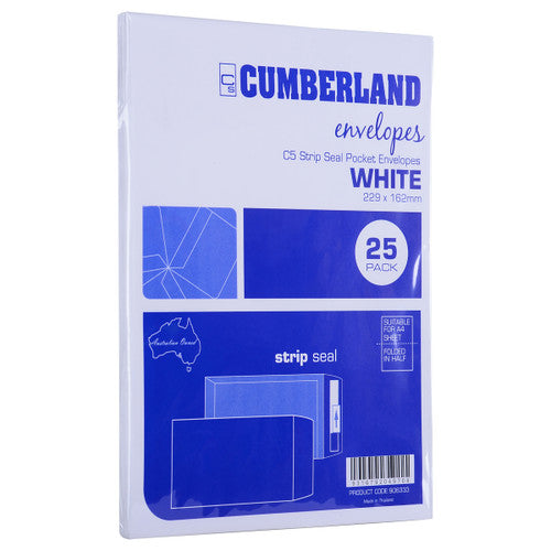 Cumberland Strip Seal Pocket Envelope C5 85gsm 229 x 162mm White Box of 500