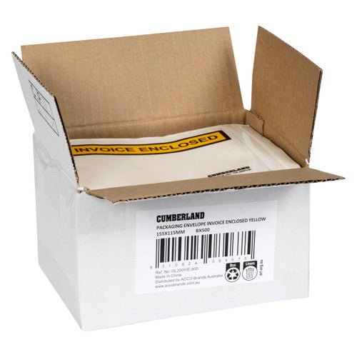 Cumberland Packaging Envelope Invoice Enclosed Yellow 155 x 115mm Box of 500