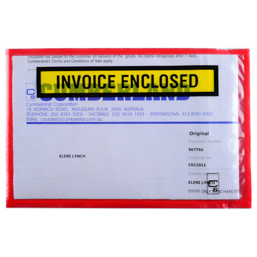 Cumberland Packaging Envelope Invoice Enclosed Red Backing 175 x 115mm Box of 1000