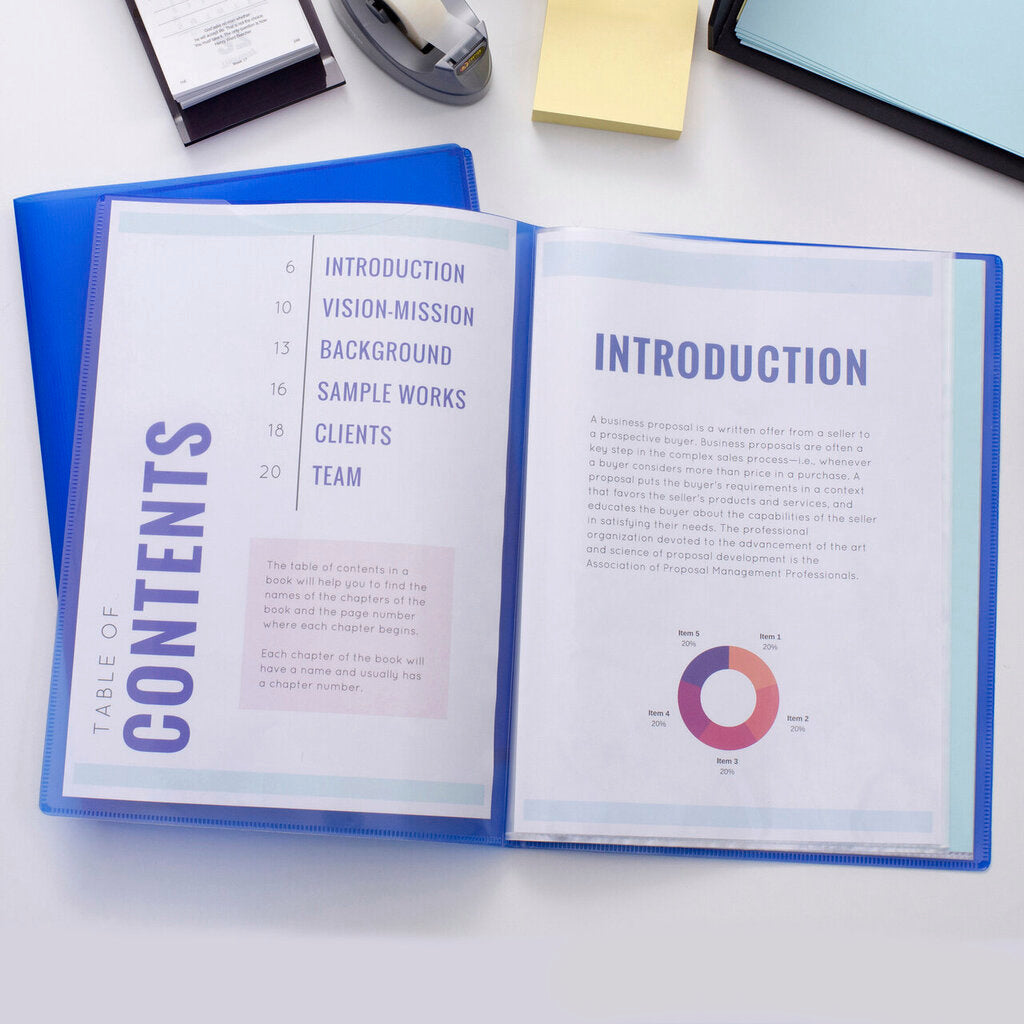 Avery Display Book Soft Cover A4 20 Pocket Blue