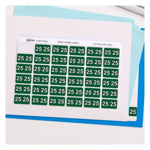 Avery 25 Side Tab Year 2025 Code Label 25 x 38mm Dark Green 180 Pack