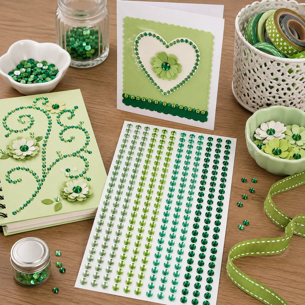Educational Colours Mixed Adhesive Gems Green Pack 504