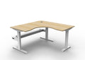 Rapidline Boost Static Corner Workstation 1500 x 1500 x 750mm with Cable Tray Natural Oak / White Satin
