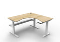 Rapidline Boost Crank Corner Workstation 1500 x 1500 x 750mm with Cable Tray Natural Oak / White Satin
