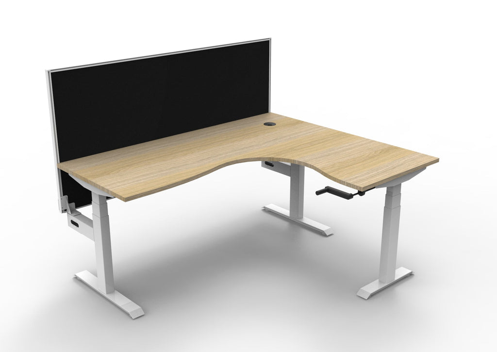Rapidline Boost Crank Corner Workstation 1800 x 1500 x 750mm with Screen Natural Oak / White Satin