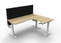 Rapidline Boost Crank Corner Workstation 1800 x 1500 x 750mm with Screen Natural Oak / White Satin