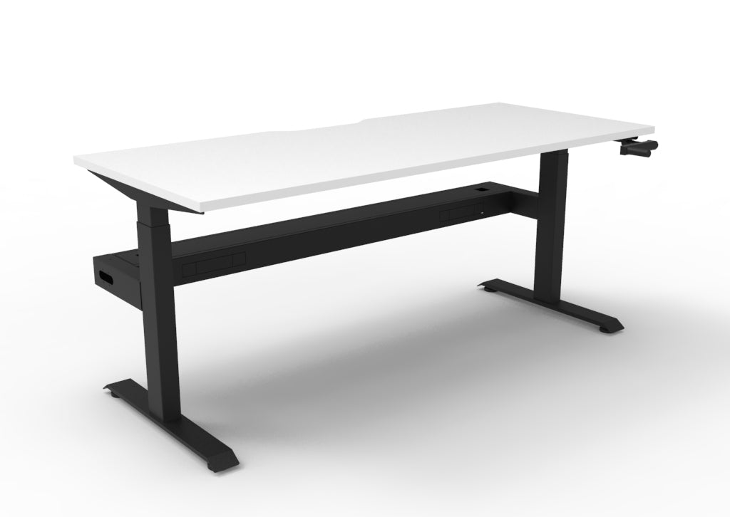 Rapidline Boost Crank Single Sided Workstation 1200 x 750mm with Cable Tray Natural White / Black Satin
