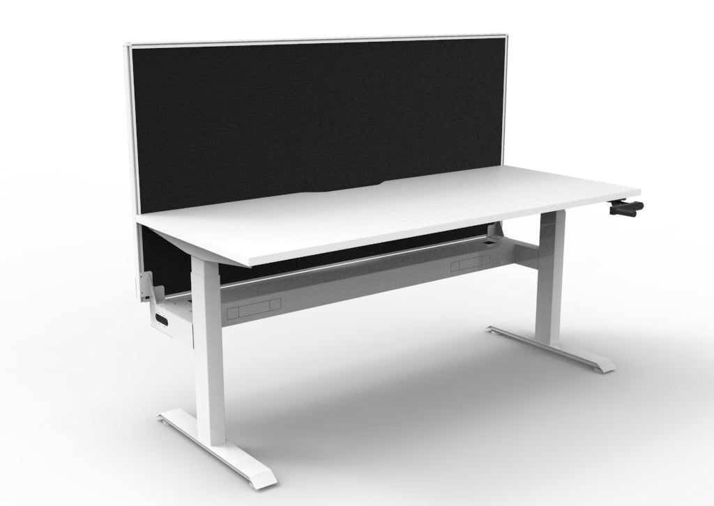 Rapidline Boost Crank Single Sided Workstation 1200 x 750mm with Screen and Cable Tray Natural White / White Satin