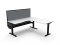 Rapidline Boost Static Corner Workstation 1800 x 1800 x 750mm with Screen and Cable Tray Natural White / Black Satin