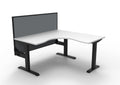 Rapidline Boost Static Corner Workstation 1500 x 1500 x 750mm with Screen Natural White / Black Satin