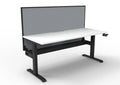 Rapidline Boost Crank Single Sided Workstation 1800 x 750mm with Screen and Cable Tray Natural White / Black Satin