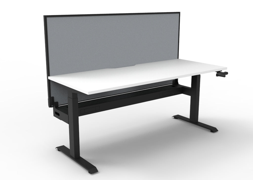 Rapidline Boost Crank Single Sided Workstation 1800 x 750mm with Screen and Cable Tray Natural White / Black Satin