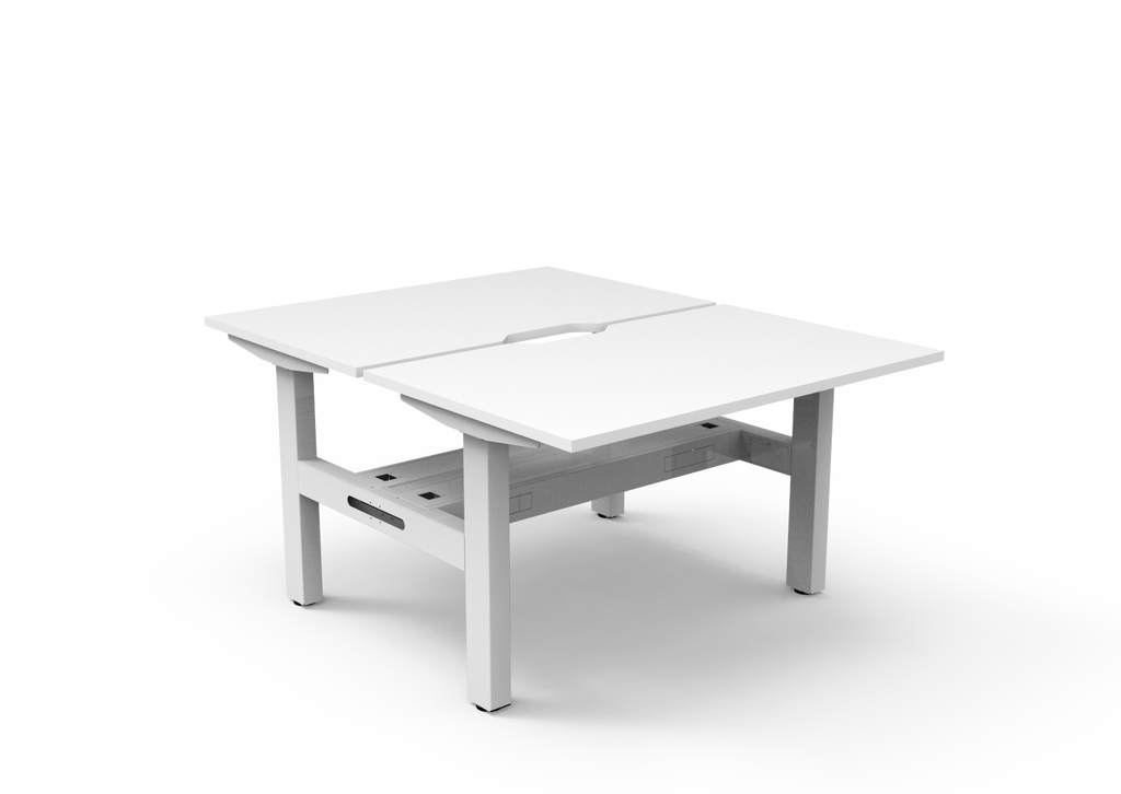 Rapidline Boost Static Back to Back Workstation 1200 x 750mm with Cable Tray Natural White / White Satin
