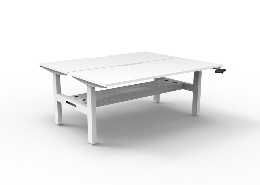 Rapidline Boost Crank Back to Back Workstation 1800 x 750mm with Cable Tray Natural White / White Satin