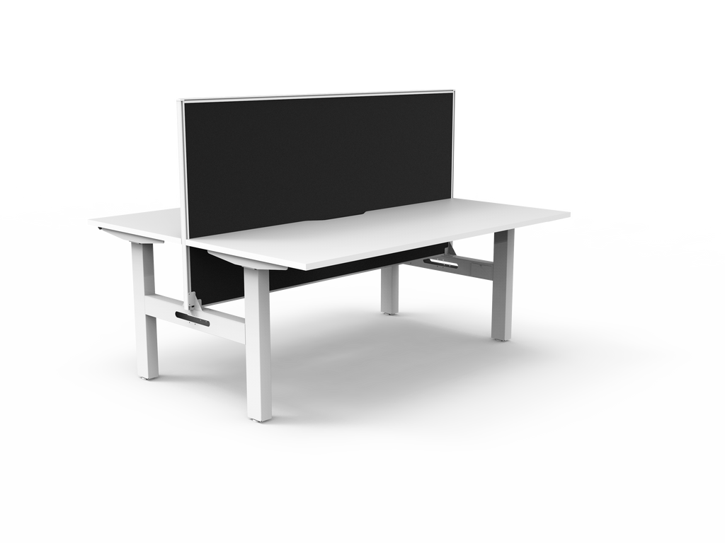 Rapidline Boost Static Back to Back Workstation 1500 x 750mm with Screen Natural White / White Satin